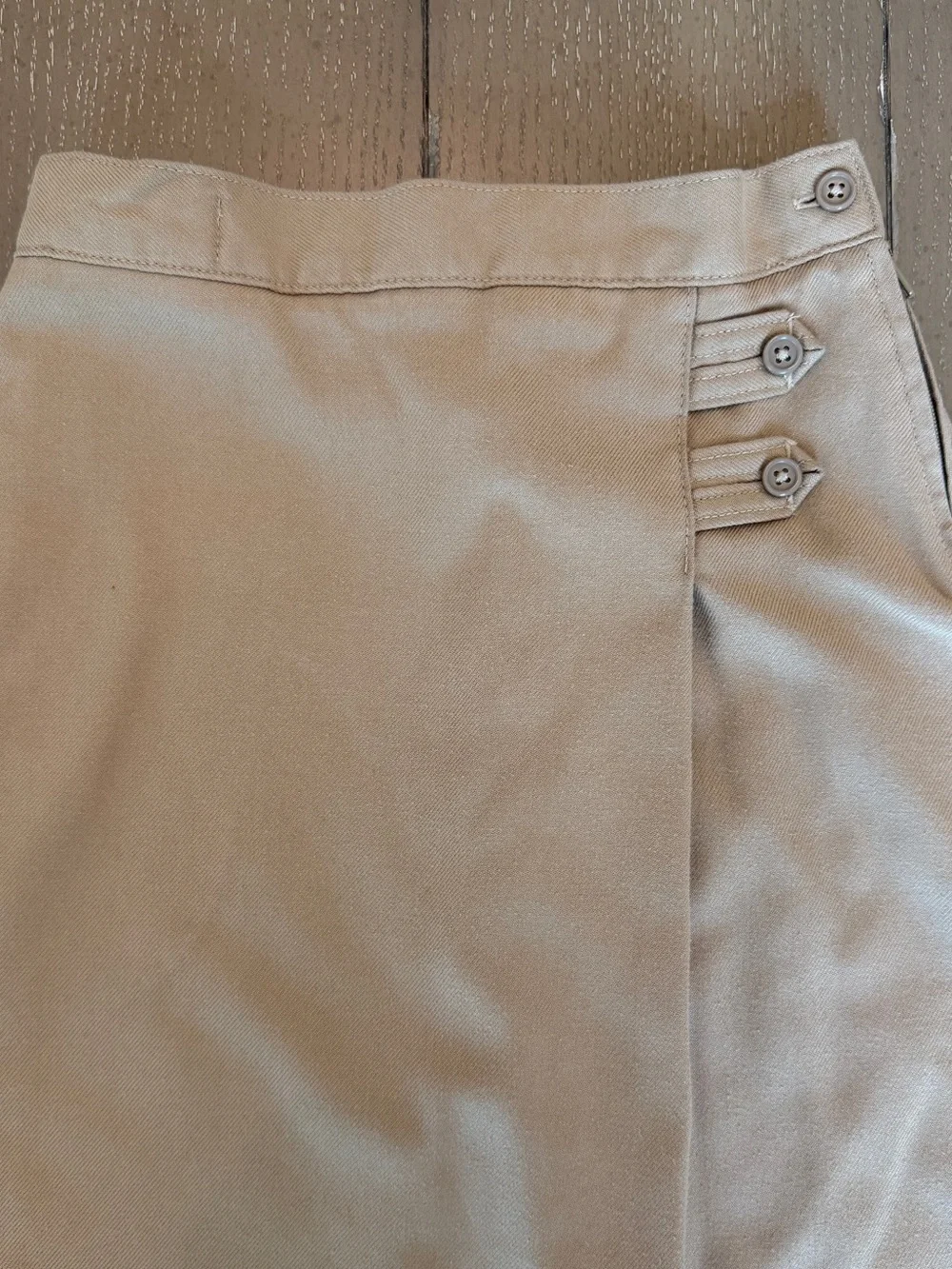 Lands End Girls’ School Uniform Solid A-Line Below the Knee Khaki Skirt • Size 8